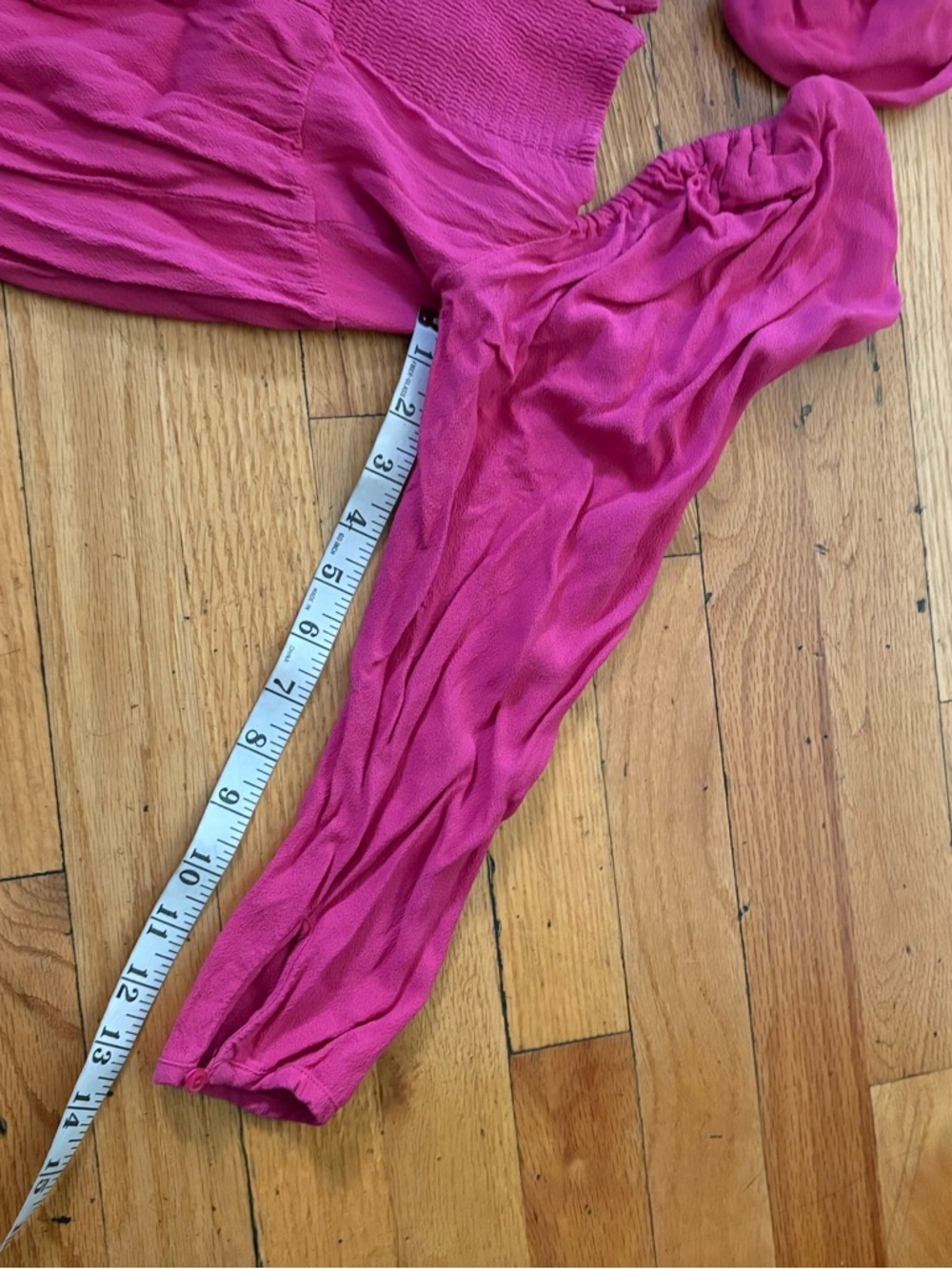 Aritzia Sunday Best Pink Mini Dress Puff Sleeve Smocked Back Size M - Picture 8 of 8